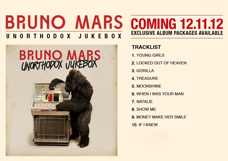cover et tracklist du 2ème album de Bruno Mars