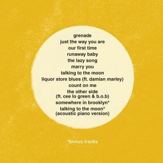 tracklist du 1er album de Bruno Mars